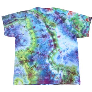 XL ice dye t-shirt - unisex tie dye tee shirt for men or women - handmade tie-dye tee for gift, festival fashion or summer - electric ocean