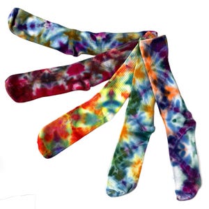Large ice dye bamboo socks - colorful tie dye socks for men or women - soft cozy hand dyed crew socks - unique gift for birthdays, holidays