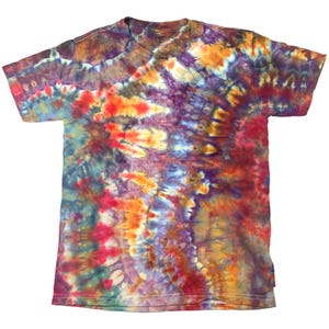 Small ice dye t-shirt - unisex tie dye tee shirt for men or women - handmade tie-dye tee for gift festival fashion or summer - burning plum