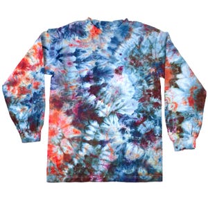 Kleines gemustertes Longsleeve T-Shirt - Herren & Damen Unisex Batik T-Shirt - Handgefertigtes Batik T-Shirt für Geschenk oder Festivalmode - Tempest