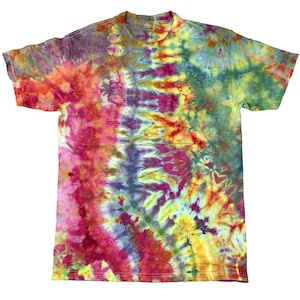 Medium ice dye t-shirt - unisex tie dye tee shirt for men or women - handmade tie-dye tee gift, festival fashion or summer - fun flow