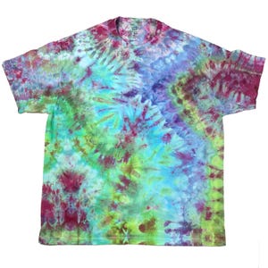 XL ice dye t-shirt - unisex tie dye tee shirt for men or women - handmade tie-dye tee for gift, festival fashion or summer - bright dreamy