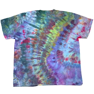 XL ice dye t-shirt - unisex tie dye tee shirt for men or women - handmade tie-dye tee for gift, festival fashion or summer - teal twilight