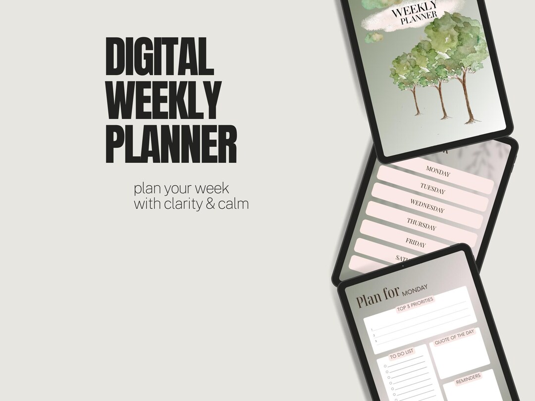 Digital Weekly Planner | Undated Clickable Layout | Minimal Calm ...