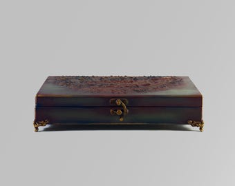 Gemstone Jewelry Box, Jewelry Showcase, Wood Lock Jewelry Box, Organizer Box, Unique Elegant Jewelry Box for Women, Necklace Organizer