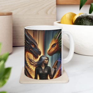 Violet Sorrengail, Tairn and Andarna inspired Ceramic Coffee Mug, Fourth Wing, Iron Flame & Onyx Storm Mug, Dragon Riders, Basgiath