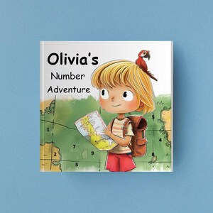 Libro infantil personalizado, regalo para niños y bebés de 0 a 5 años, primeros números, personaje personalizado, libro con nombre, libro 123, regalo de cumpleaños