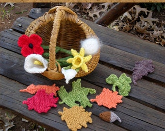 Knitting Flowers E-Book in PDF format by Linda Dawkins, Instant Download