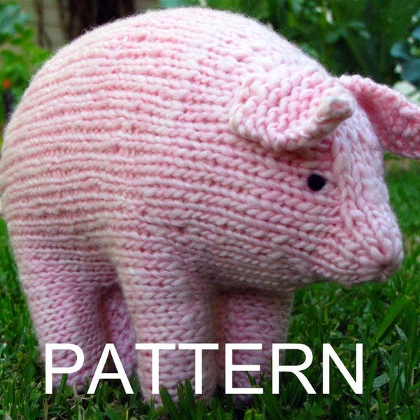 Pig Knitting Pattern, Waldorf, Toy, PDF (Large) Instant Digital Download