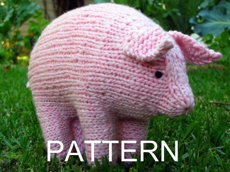 Pig Knitting Pattern, Waldorf, Toy, PDF Large Instant Digital Download image 1