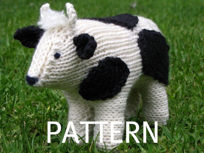 Cow Knitting Pattern, PDF, Waldorf Toy, Instant Digital Download image 1