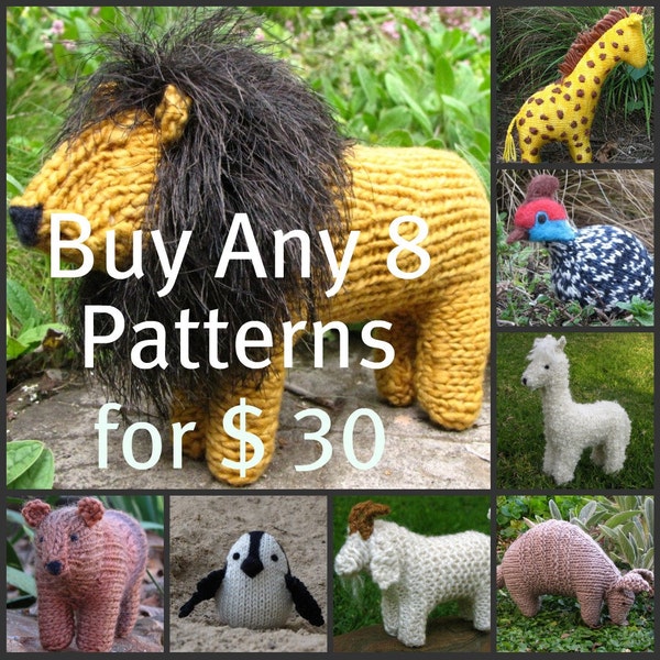 Waldorf Toys, HandKnit, Stuffed Animal Patterns, Buy Any 8 Mamma4earth Patterns for 30 Dollars, (PDF)