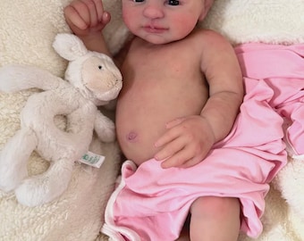 19inch Full Silicone Soft Reborn Doll Little Baby Girl, Realistic Fake Baby Dolls Handmade Toddler Collectible Art Toys Gift Christmas Gift