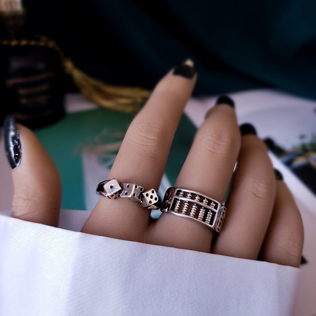 Matching Math Themed Rings Dice Ring, Abacus Ring, Fun Ring, Money Sign Ring, Money Luck Ring ...