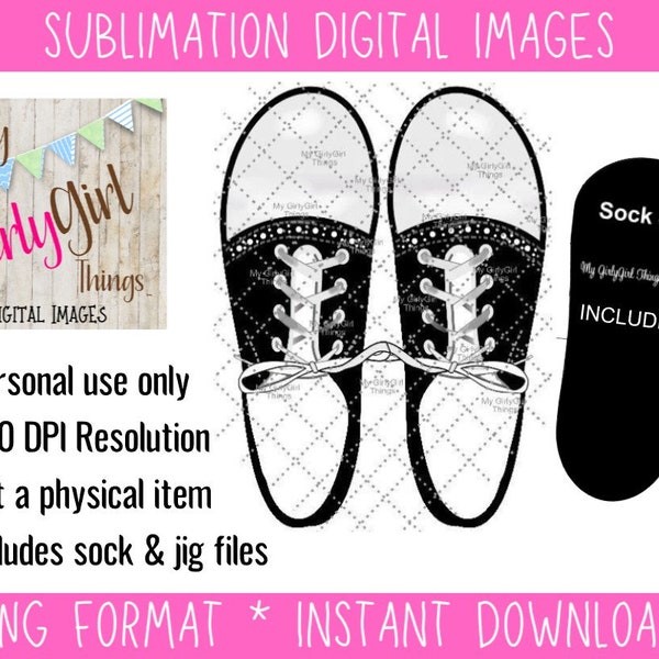 Oxford Shoe Sock sublimation designs downloads, PNG Digital Clipart Bee Bop, Free sock jig pattern