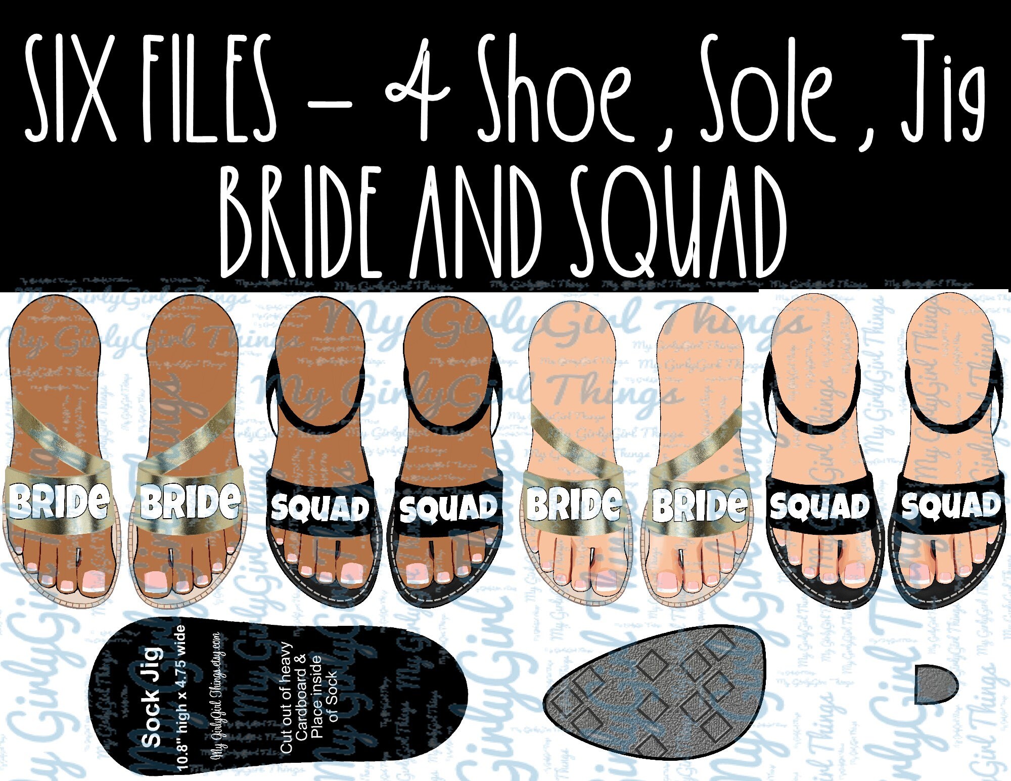 Bride socks, Squad socks, Bridesmaid socks sublimation design download, Png, Pdf, Jpeg BUNDLE with Jig and Sole