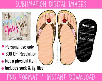 Ice cream Flip Flop Sock sublimation designs downloads digital, sock png, Ice Cream flip flop socks, free sock jig included