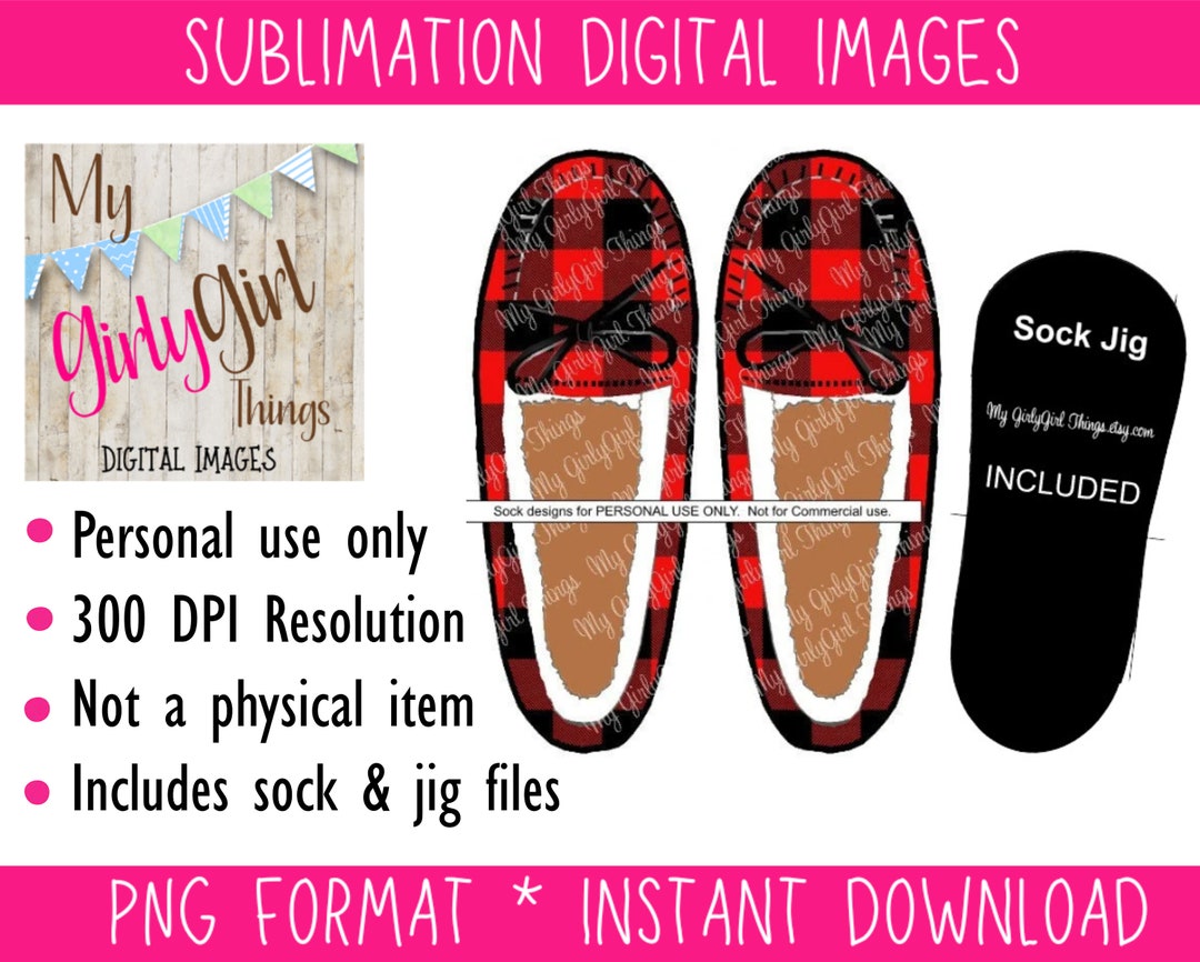 Buffalo Plaid Slipper Sock Sublimation Digital Download, Medium ...