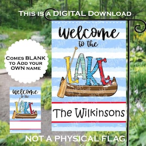 Welcome to the Lake Garden Flag sublimation design downloads, PNG, Digital Clipart- Add your own name
