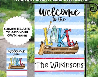 Welcome to the Lake Garden Flag sublimation design downloads, PNG, Digital Clipart- Add your own name