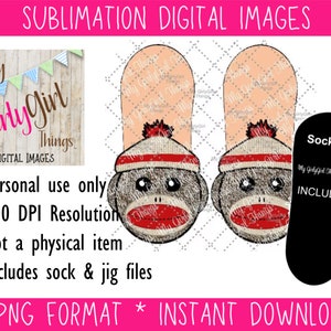 Sock Monkey Sublimation digital download for socks