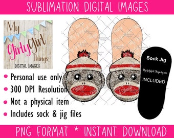 Sock Monkey Sublimation digital download for socks