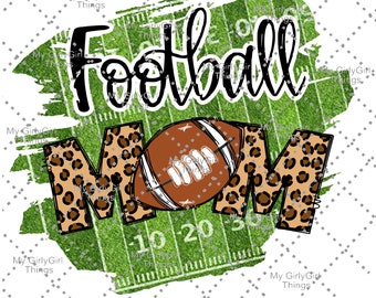 Football Mom DIGITAL IMAGE for Sublimation PNG, Jpeg, football field, doodle letters, polka dot hand drawn football