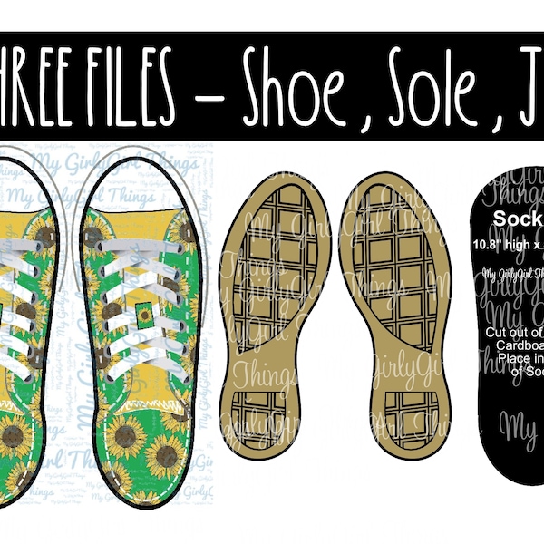 Sunflower sock Bundle Sneaker, tennis shoe, Sock sublimation designs downloads, PNG Digital Clipart, Shoe Bottom and Jig