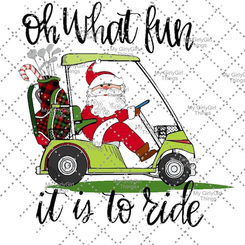 Santa Golf Cart Christmas Digital Image Png Jpg Oh What Fun Etsy