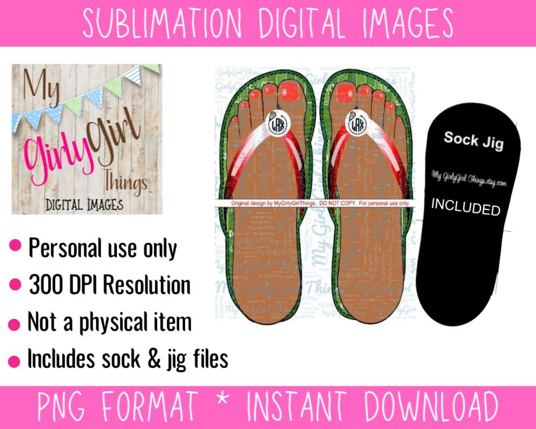 Lacrosse Flip Flop sock Sublimation Designs Downloads PNG Etsy