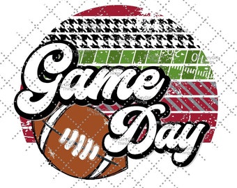 Crimson and white Football PNG | Game day vintage digital | Houndstooth, Sublimation football Digital Download