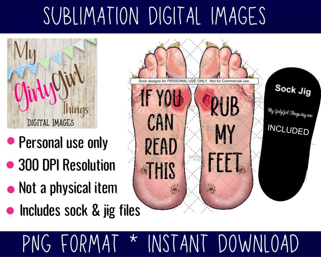 Cartoon Ugly Feet, Hairy Feet, Fungus Toenail, Gross Sock Sublimation