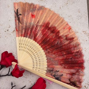 Abanico de bolsillo de seda, Abanico de viaje de bambú, Abanico plegable vintage, Regalo de bolsillo rústico, Abanico de mano elegante, Abanico de regalo liviano, Abanico de bolsillo floral