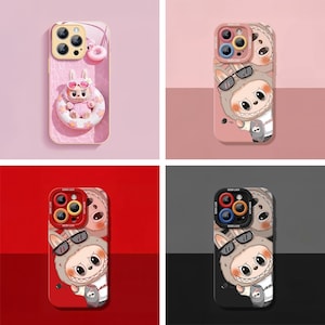 Custodia Labubu personalizzata per iPhone 14/15/16/Pro/SE/X/XS/XR/7/8 Plus, multicolore