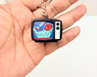 Hazbin Hotel Vox Tv Keychain Charm, Video Game Charms