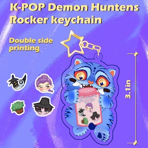 Kpop Demon Hunters Derpy Tiger Shaker Keychain, Huntrix Saja Boys Charms