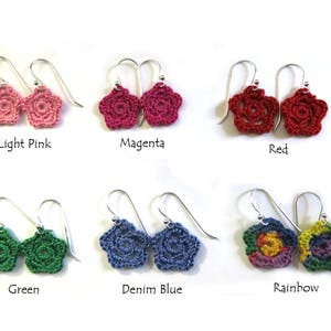 Little Flower Earrings on Sterling Silver Choose a Color image 1