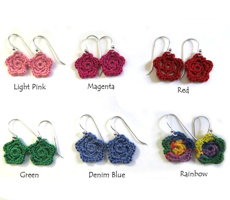 Little Flower Earrings on Sterling Silver Choose a Color image 1