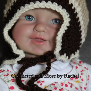 Mountaineer Hat in Tan, Cream and Brown 1-2 yr. image 2