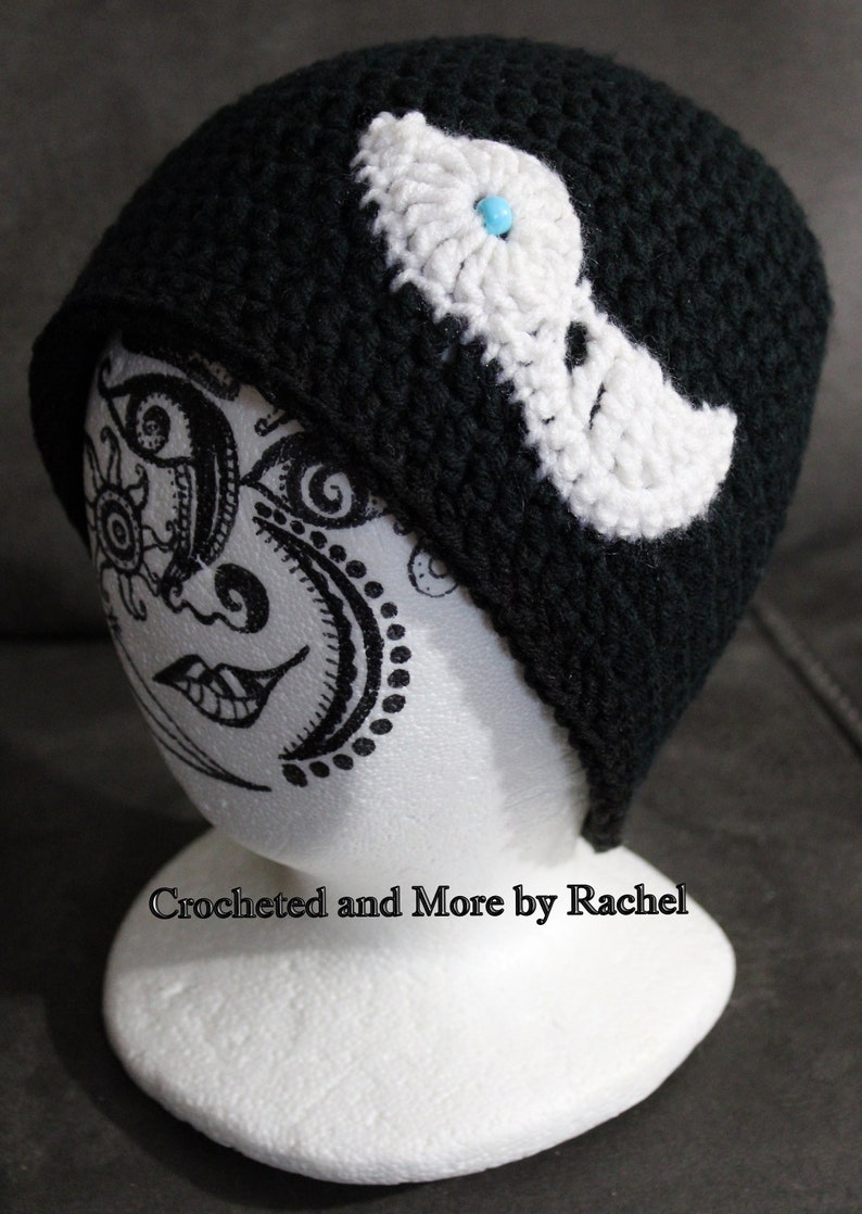 Tribal Bird Hat. Black, White, M-XL image 1