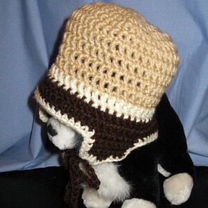 Mountaineer Hat in Tan, Cream and Brown 1-2 yr. image 4