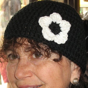 Emma Hat with 2 Original Daisy Flowers in Royal Blue, Black and White S-XL image 5
