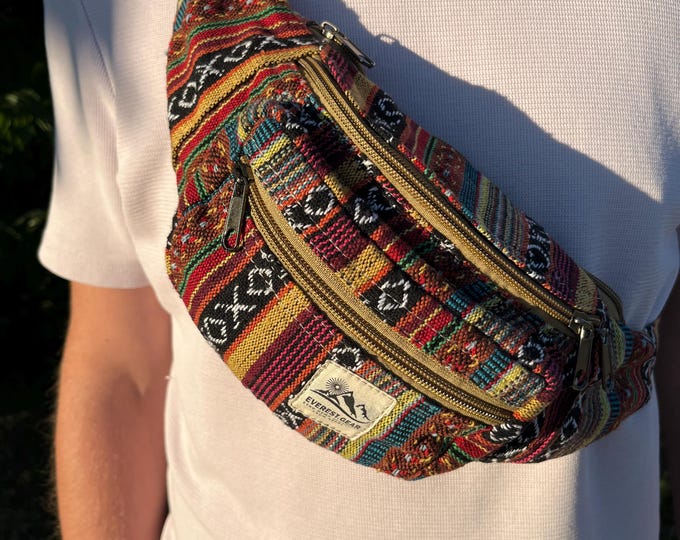 Handmade Boho Festival Fanny Pack | Ethnic Nepal Waist Bag | Crossbody Bum Bag for Travel & Everyday Use | Hippie Hip Bag
