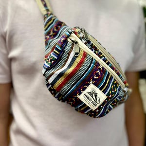 Riñonera de patchwork | Riñonera bohemia natural | Riñonera artesanal para festivales