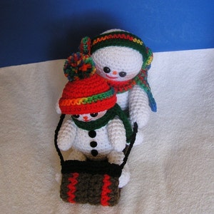 PDF Crochet Pattern TOBOGGANING SNOWMEN English only image 5