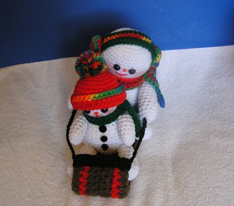 PDF Crochet Pattern TOBOGGANING SNOWMEN English only image 5