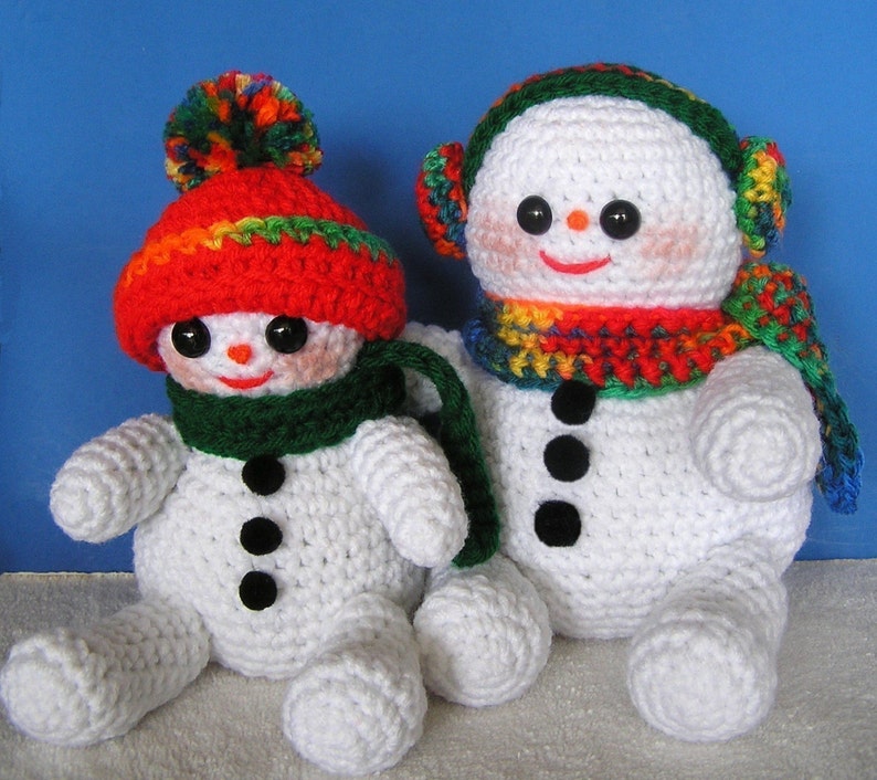 PDF Crochet Pattern TOBOGGANING SNOWMEN English only image 3