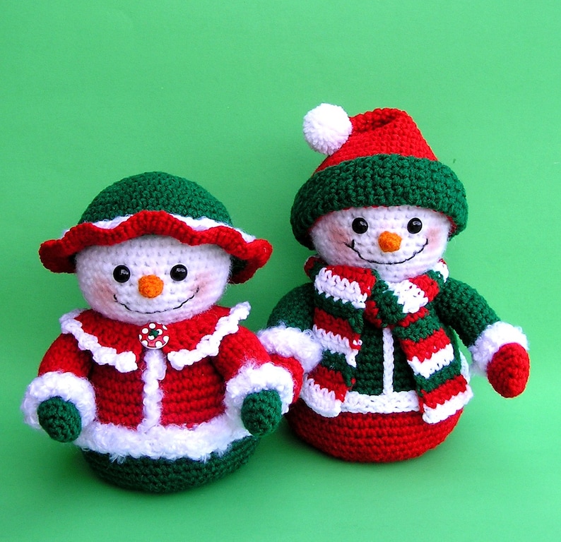 PDF Crochet Pattern Mr and Mrs WINTERS Snowmen English only image 1