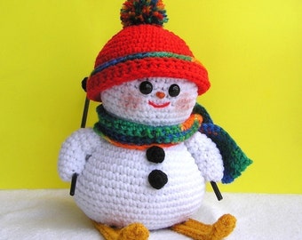 PDF Crochet Pattern SKIING SNOWMAN (English only)
