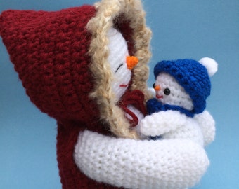PDF Crochet Pattern for Mommy and Baby Snowman (English only)